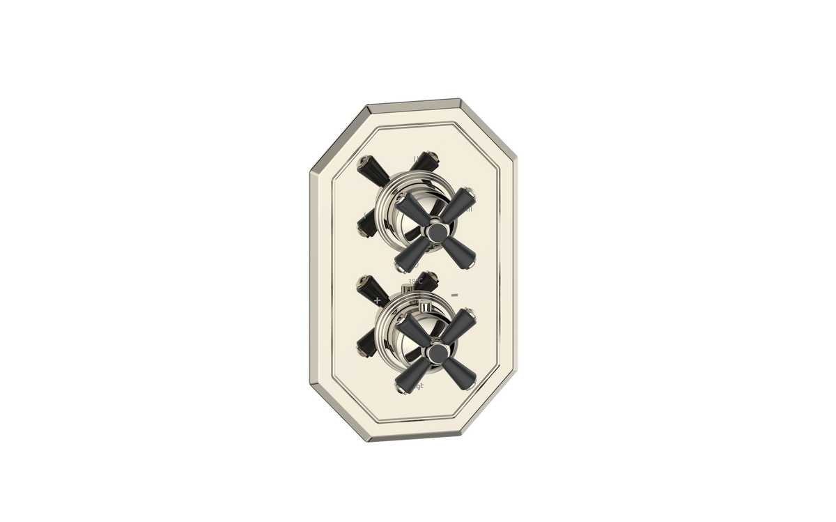 Vogt Carinthia Trim for 3-Way TH Valve - Cross Handle (C3) / Polished Nickel/Matte Black