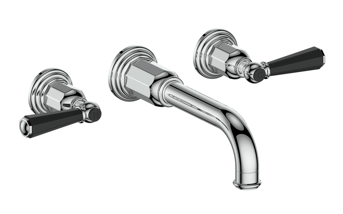 Vogt Carinthia Trim for 8" C.C. Wall Mount Lavatory Faucet - Octagonal Handle (C2) / Chrome/Matte Black