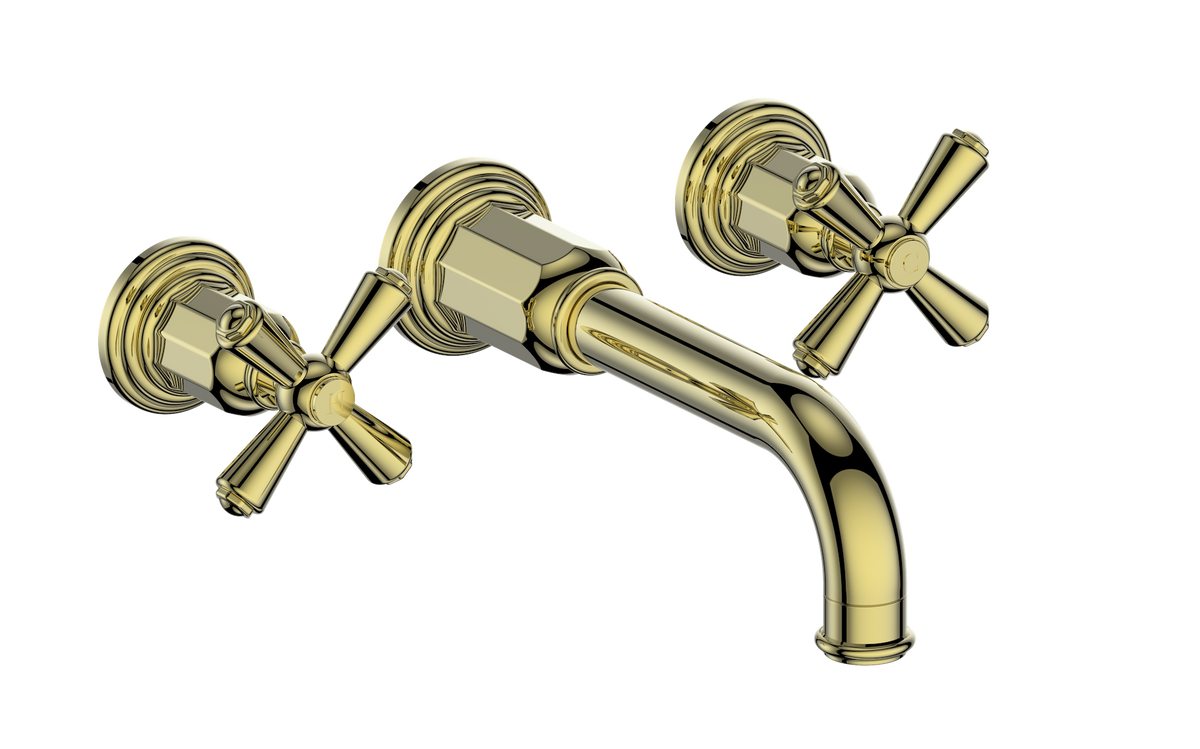 Vogt Carinthia Trim for 8" C.C. Wall Mount Lavatory Faucet - Cross Handle (C3) / Brushed Gold