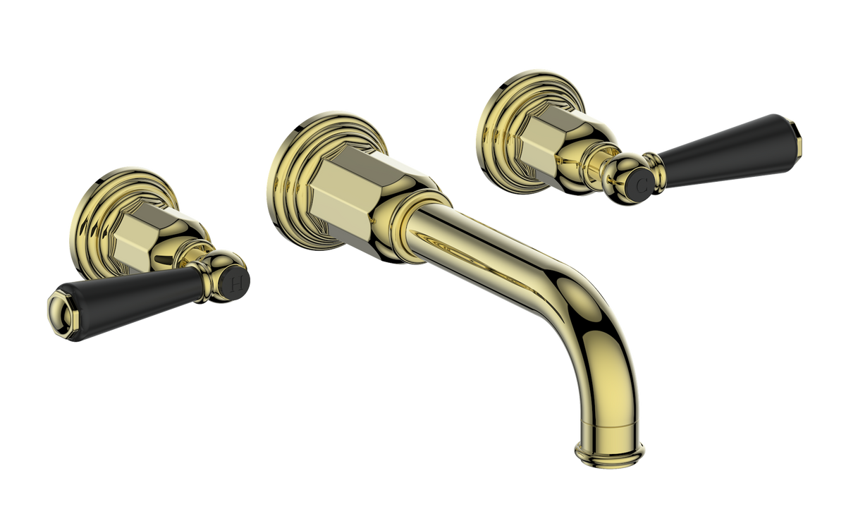 Vogt Carinthia Trim for 8" C.C. Wall Mount Lavatory Faucet - Lever Handle (C1) / Brushed Gold/Matte Black
