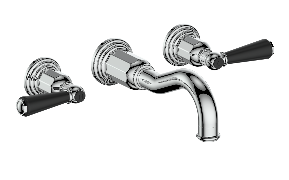 Vogt Carinthia Trim for 8" C.C. Wall Mount Lavatory Faucet - Lever Handle (C1) / Chrome/Matte Black