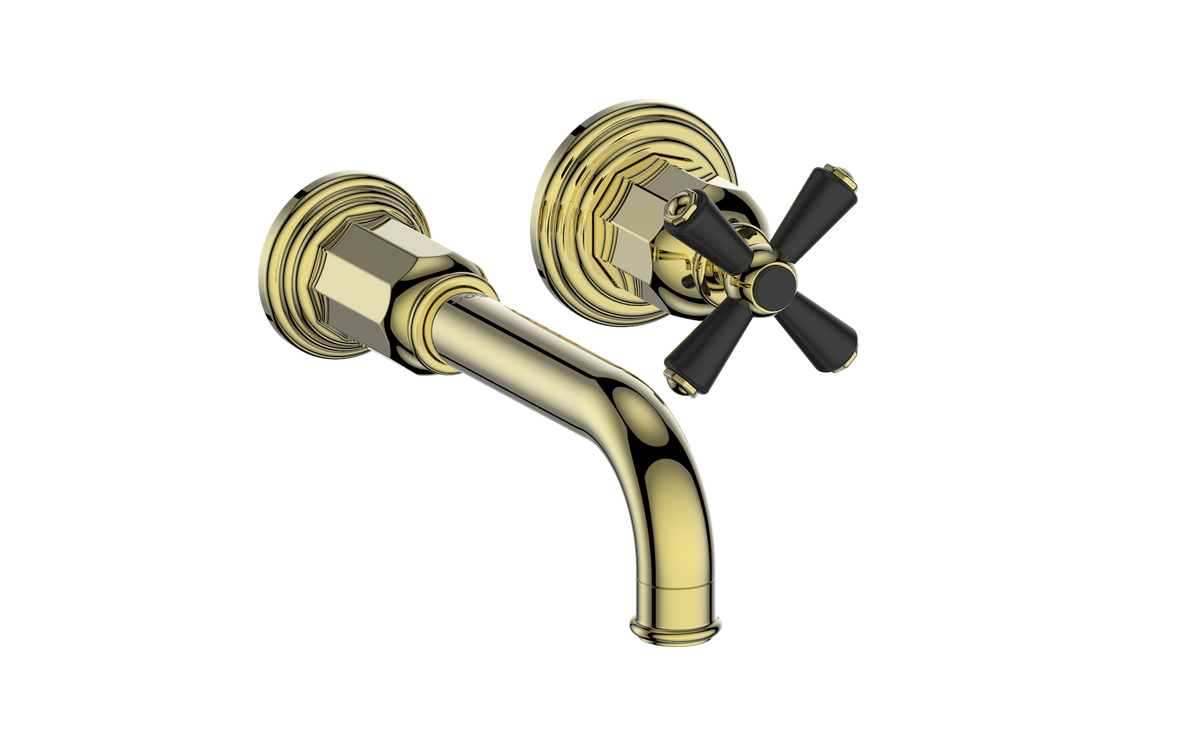 Vogt Carinthia Trim for Wall Mount Lavatory Faucet - Cross Handle (C3) / Brushed Gold/Matte Black
