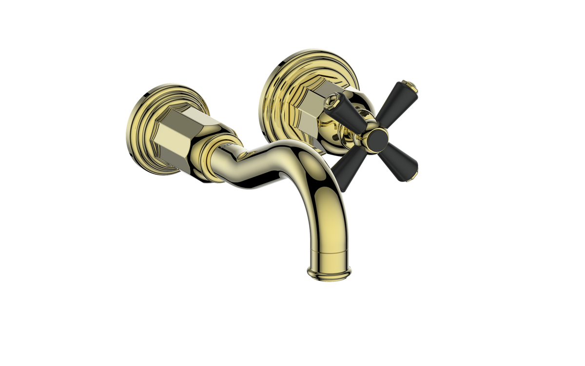 Vogt Carinthia Trim for Wall Mount Lavatory Faucet - Cross Handle (C3) / Brushed Gold/Matte Black