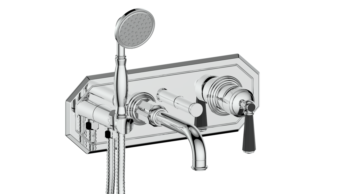 Vogt Carinthia Trim for Wall Mount Tub Filler - Octagonal Handle (C2) / Chrome/Matte Black