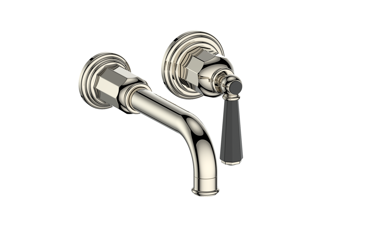 Vogt Carinthia Wall Mount Lavatory Faucet - Octagonal Handle (C2) / Polished Nickel/Matte Black