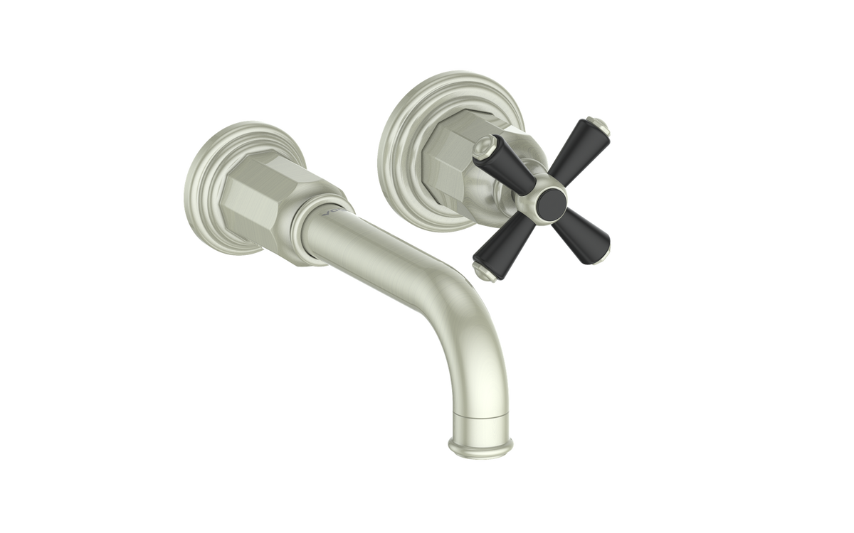 Vogt Carinthia Wall Mount Lavatory Faucet - Cross Handle (C3) / Brushed Nickel/Matte Black