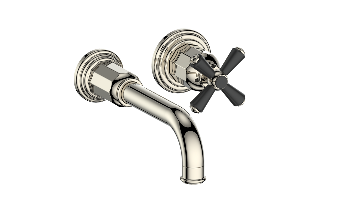Vogt Carinthia Wall Mount Lavatory Faucet - Cross Handle (C3) / Polished Nickel/Matte Black