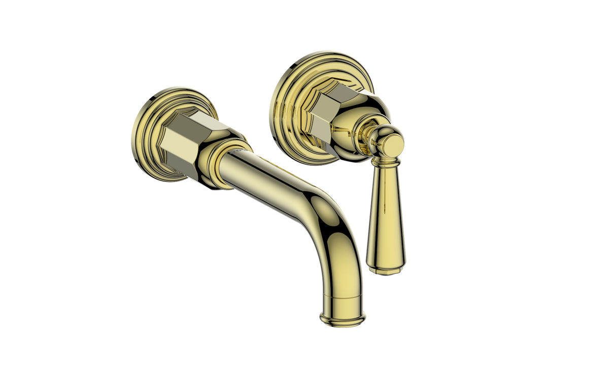 Vogt Carinthia Wall Mount Lavatory Faucet - Lever Handle (C1) / Brushed Gold