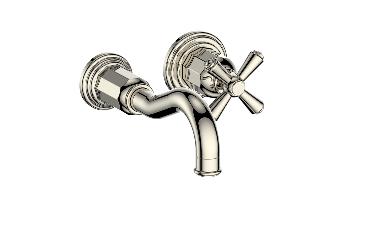 Vogt Carinthia Wall Mount Lavatory Faucet - Cross Handle (C3) / Polished Nickel