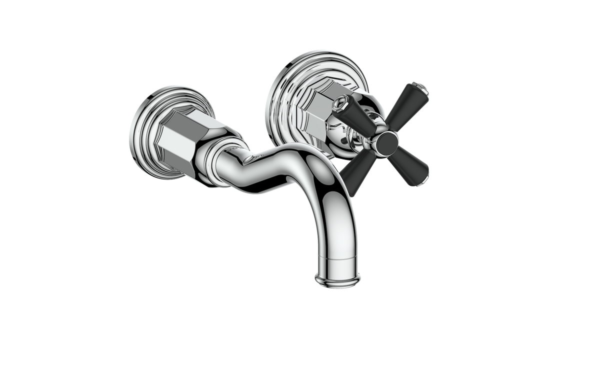 Vogt Carinthia Wall Mount Lavatory Faucet - Cross Handle (C3) / Chrome/Matte Black