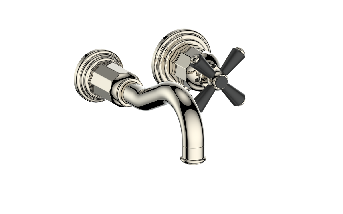 Vogt Carinthia Wall Mount Lavatory Faucet - Cross Handle (C3) / Polished Nickel/Matte Black