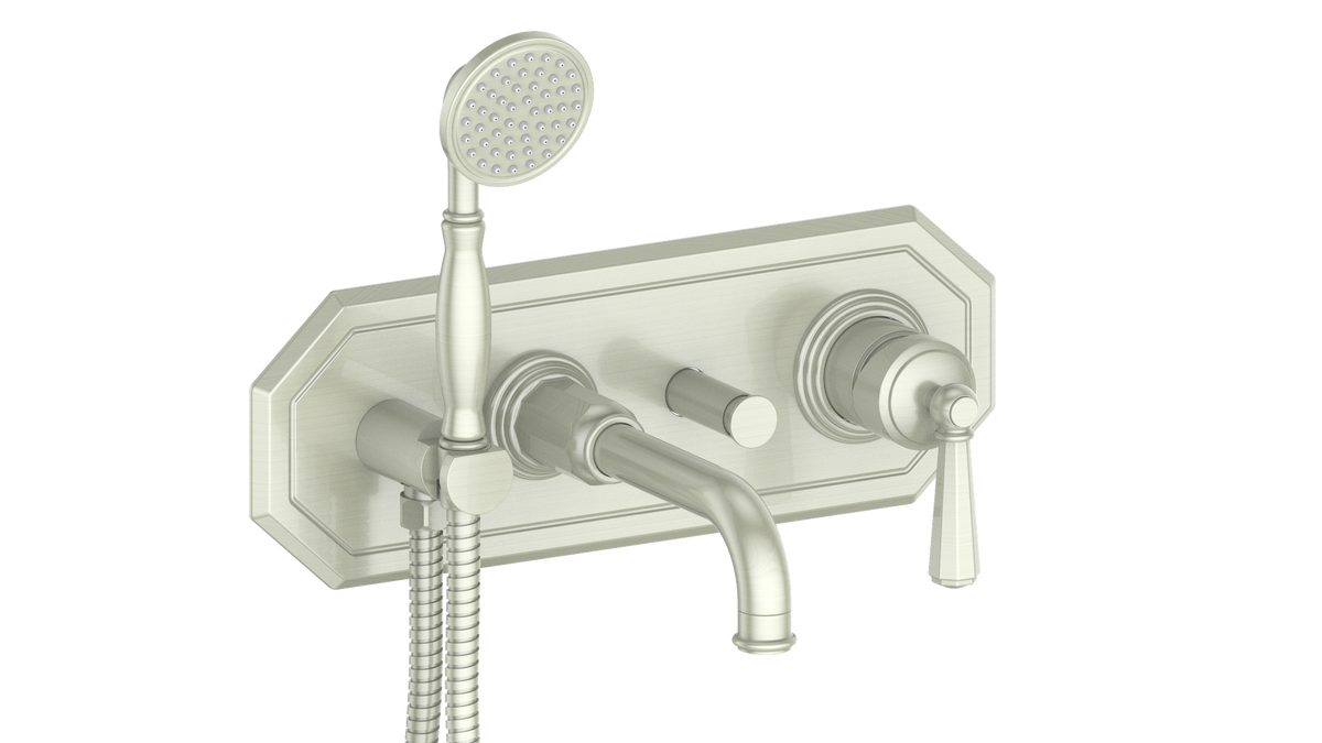 Vogt Carinthia Wall Mount Tub Filler - Octagonal Handle (C2) / Brushed Nickel