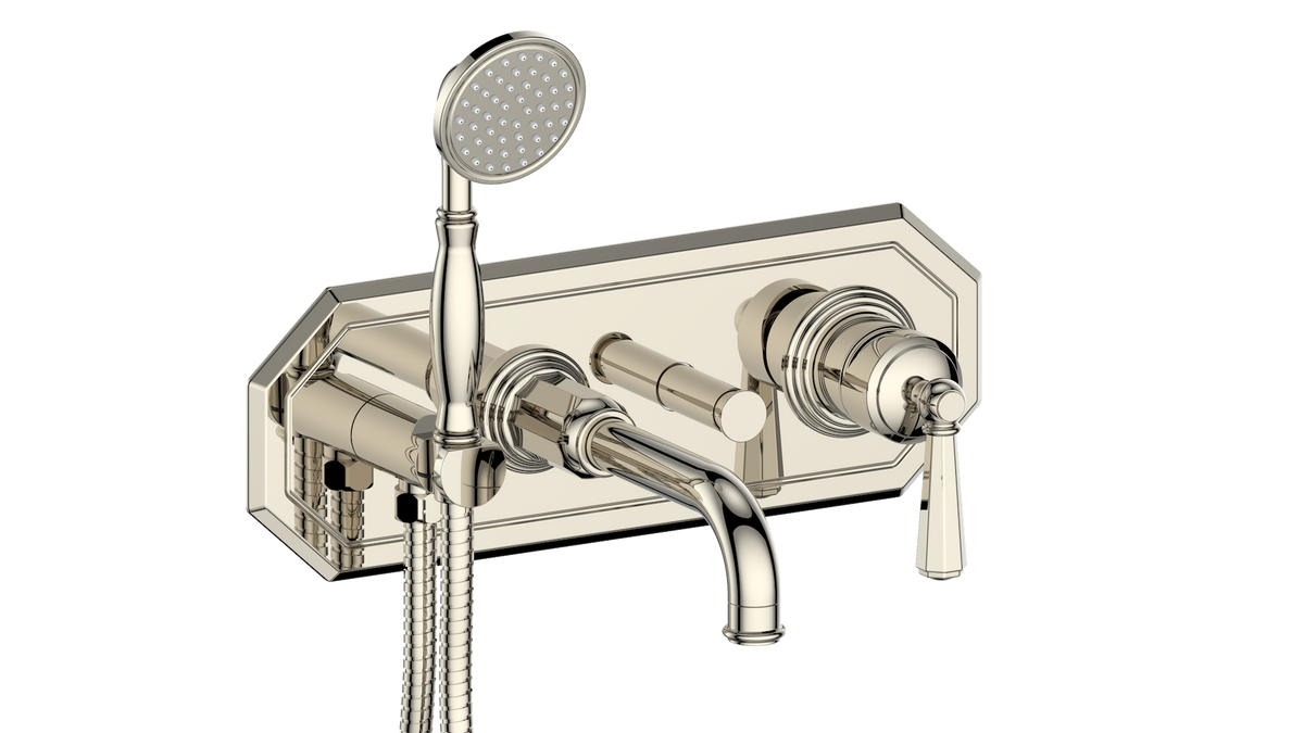 Vogt Carinthia Wall Mount Tub Filler - Octagonal Handle (C2) / Polished Nickel