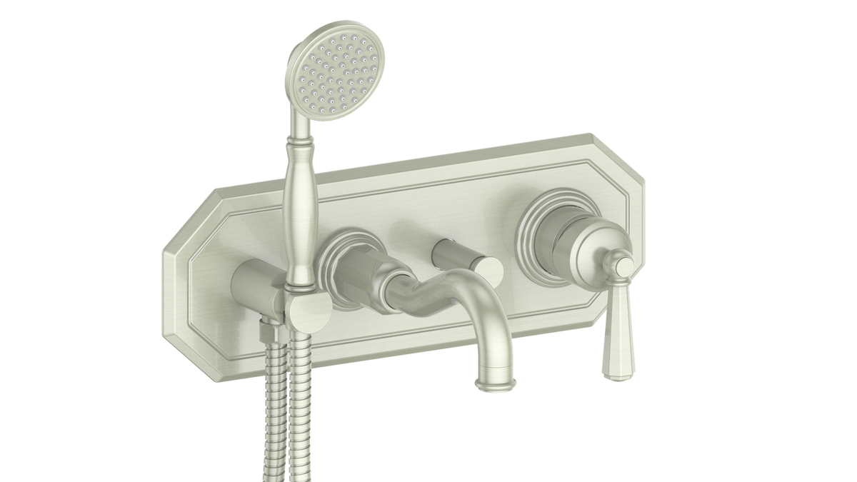 Vogt Carinthia Wall Mount Tub Filler - Octagonal Handle (C2) / Brushed Nickel