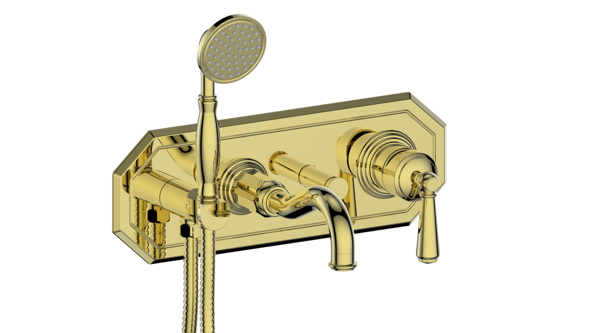 Vogt Carinthia Wall Mount Tub Filler - Lever Handle (C1) / Brushed Gold