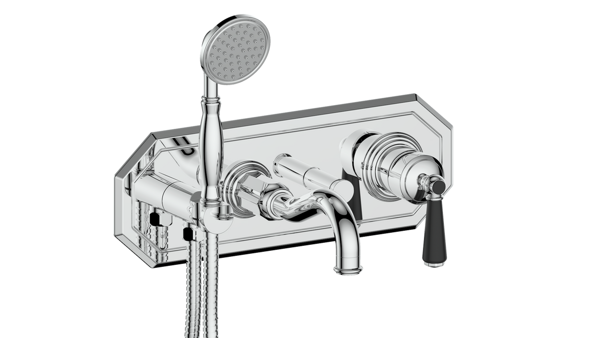 Vogt Carinthia Wall Mount Tub Filler - Lever Handle (C1) / Chrome/Matte Black