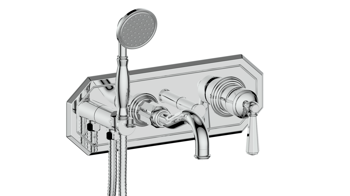 Vogt Carinthia Wall Mount Tub Filler - Octagonal Handle (C2) / Chrome