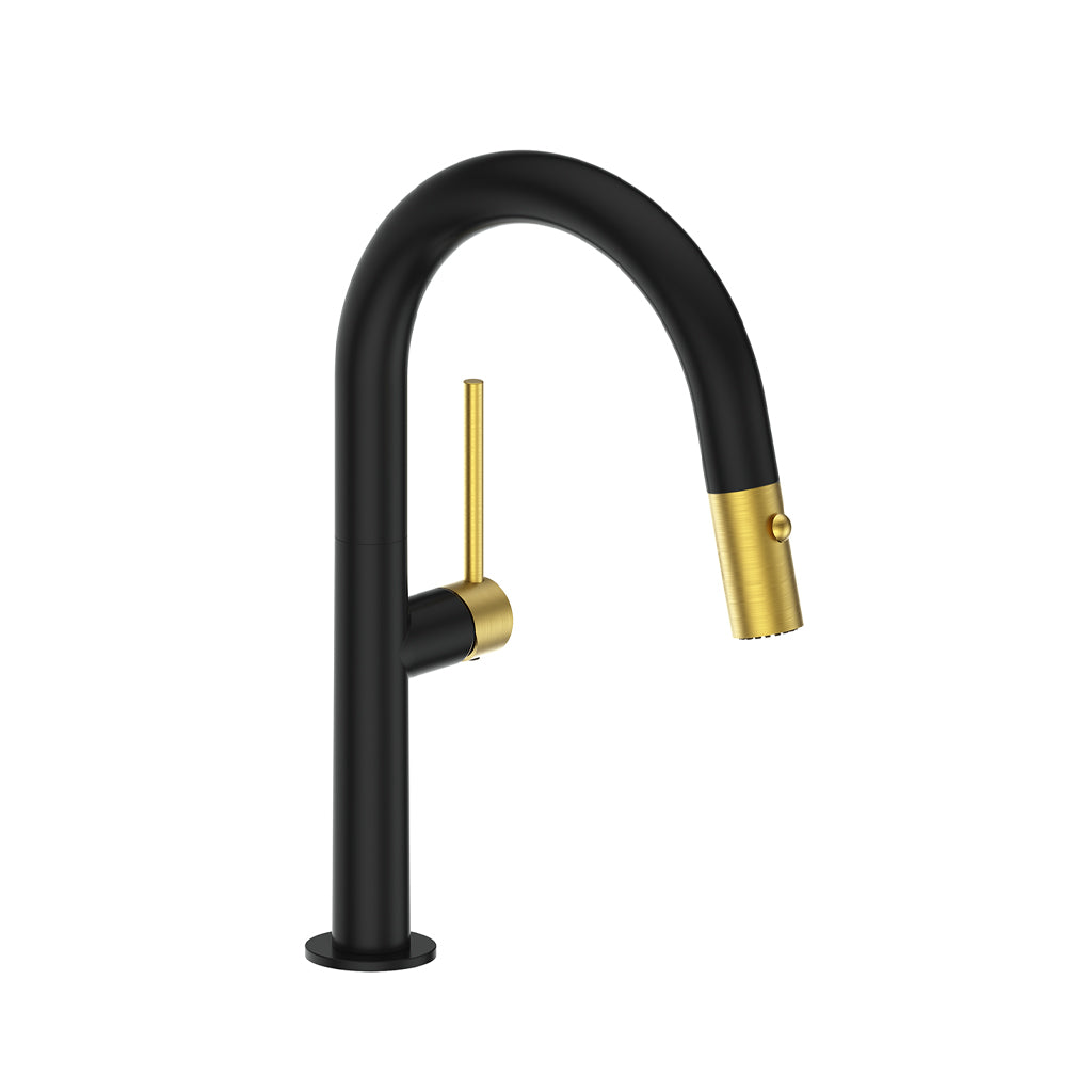 Vogt Dornbirn 13" Bar/Prep Faucet - Brushed Gold/Matte Black
