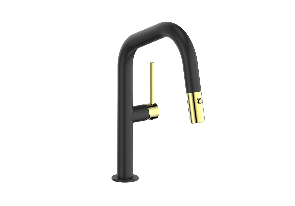 Vogt Dornbirn 13" Bar/Prep Faucet - Brushed Gold/Matte Black