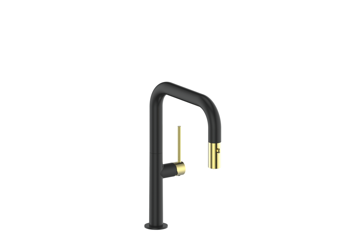 Vogt Dornbirn 13" Bar/Prep Faucet - Brushed Gold/Matte Black