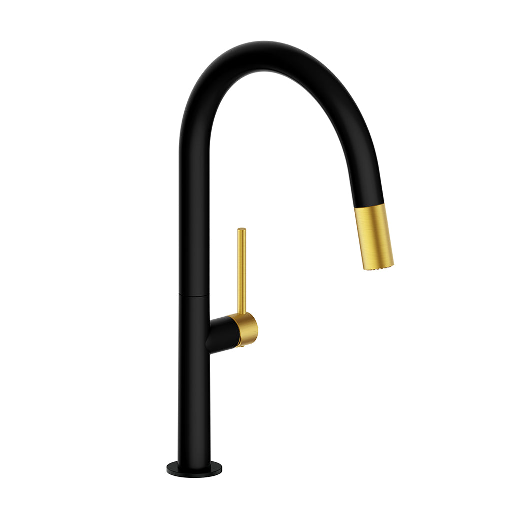 Vogt Dornbirn 16" Kitchen Faucet - Brushed Gold/Matte Black