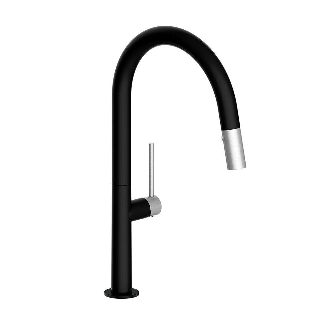 Vogt Dornbirn 16" Kitchen Faucet - Stainless Steel/Matte Black