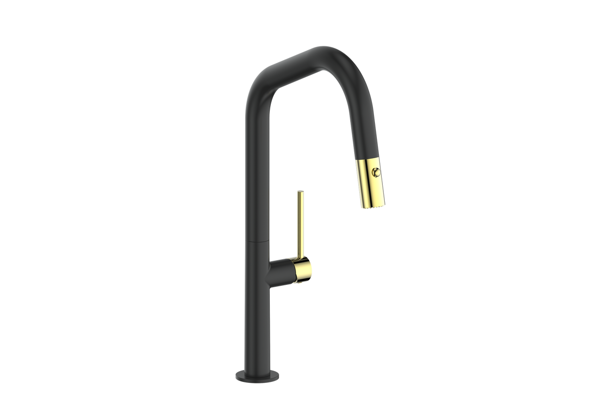 Vogt Dornbirn 16" Kitchen Faucet - Brushed Gold/Matte Black