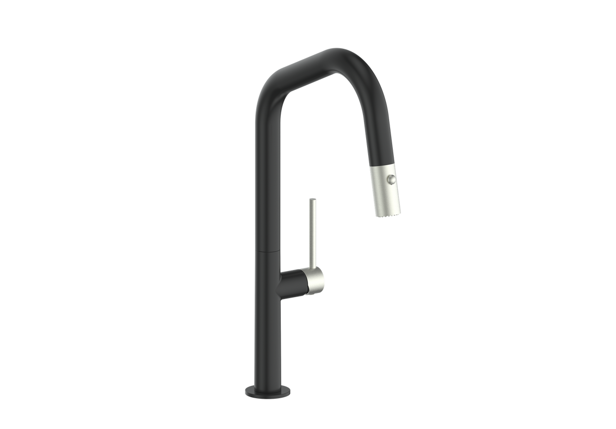 Vogt Dornbirn 16" Kitchen Faucet - Stainless Steel/Matte Black