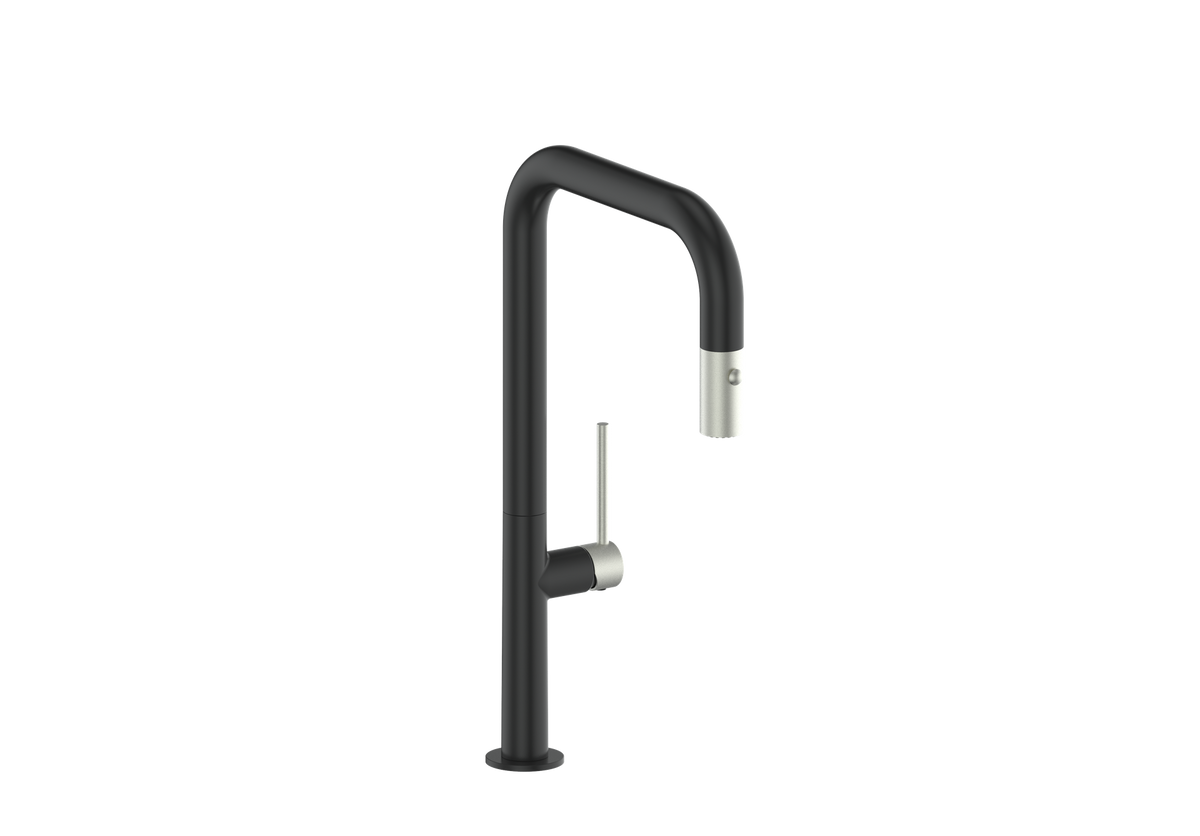 Vogt Dornbirn 16" Kitchen Faucet - Stainless Steel/Matte Black
