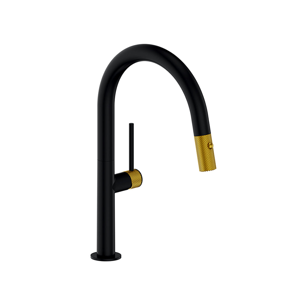 Vogt Drava 13" Bar/Prep Faucet - Brushed Gold/Matte Black