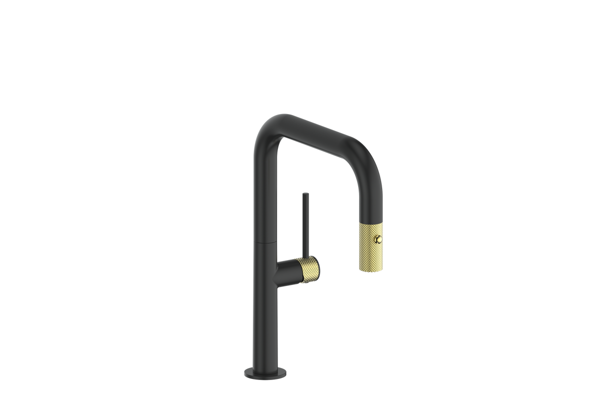 Vogt Drava 13" Bar/Prep Faucet - Brushed Gold/Matte Black