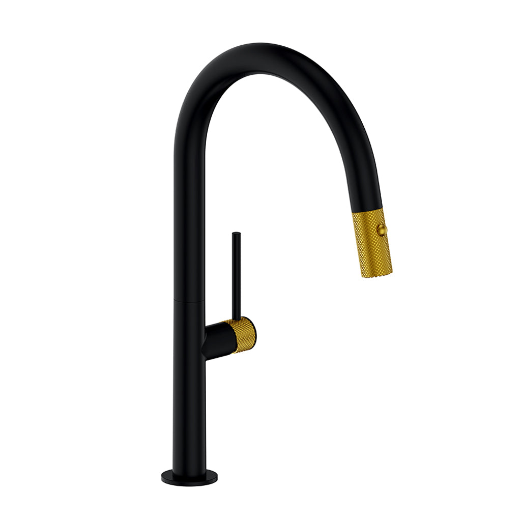 Vogt Drava 16" Kitchen Faucet - Brushed Gold/Matte Black
