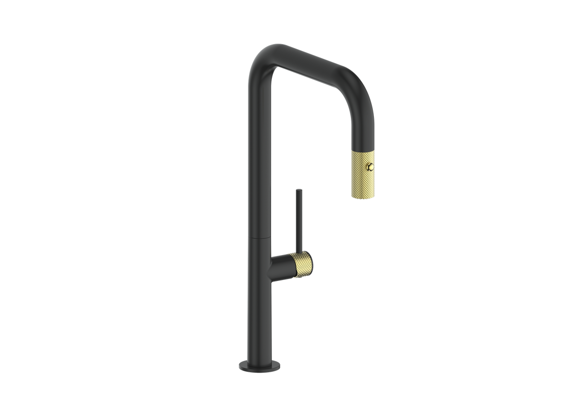 Vogt Drava 16" Kitchen Faucet - Brushed Gold/Matte Black