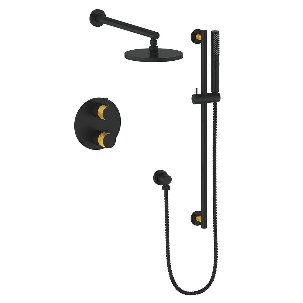 Vogt Drava 2-Way TH Shower Kit - Brushed Gold/Matte Black