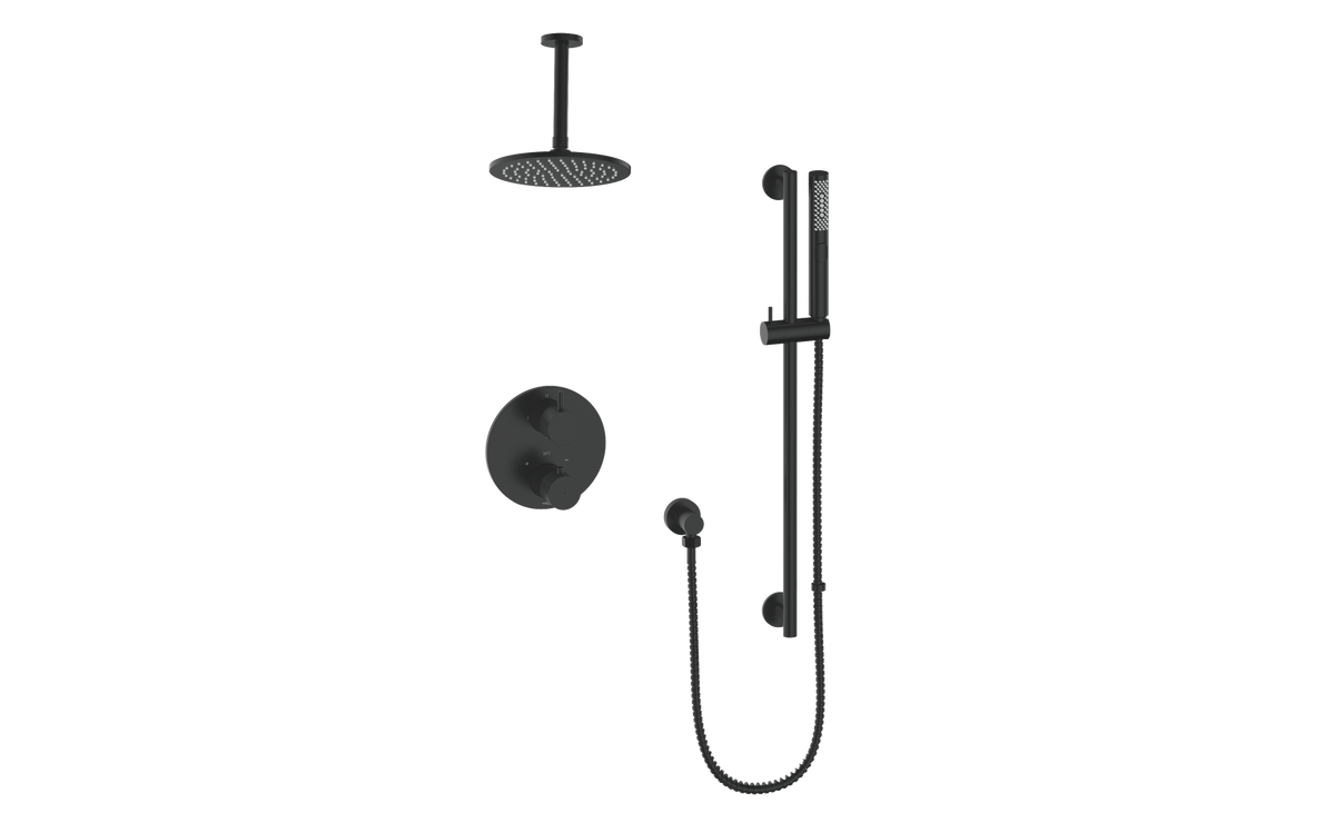 Vogt Drava 2-Way TH Shower Kit with 6" Ceiling Arm - Matte Black