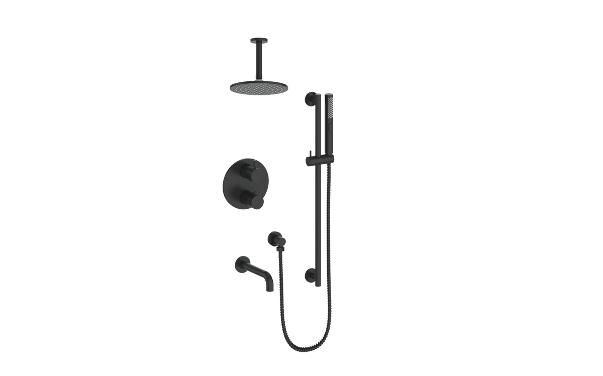 Vogt Drava 3-Way TH Shower Kit with 6" Ceiling Arm - Matte Black