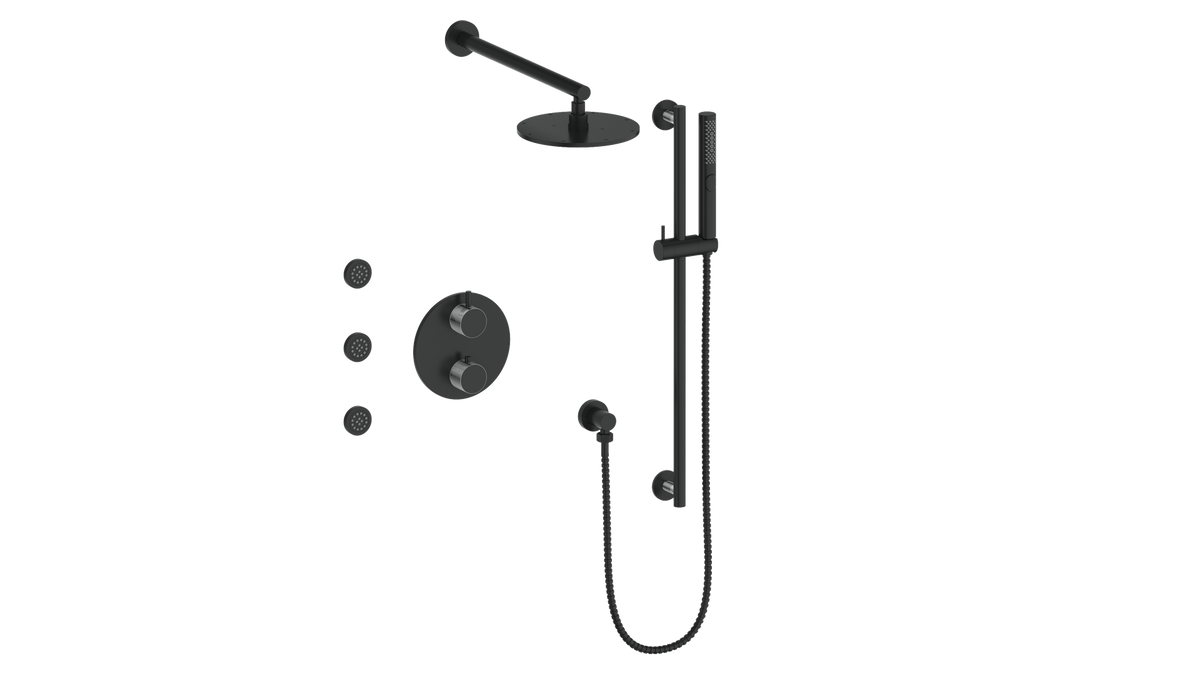 Vogt Drava 3-Way TH Shower Kit with Body Jets - Chrome/Matte Black