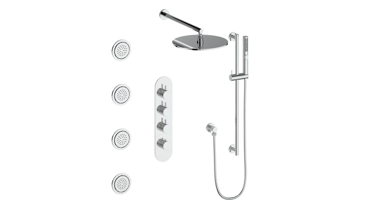 Vogt Drava 3-Way TH Shower Kit with Body Jets - Chrome
