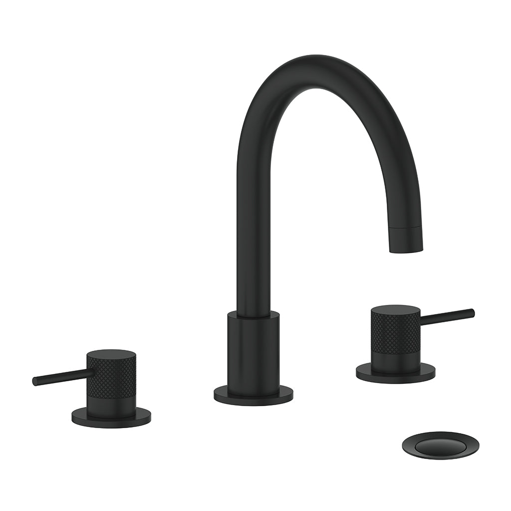 Vogt Drava 8" C.C. Lavatory Faucet with Pop-up Drain - Matte Black