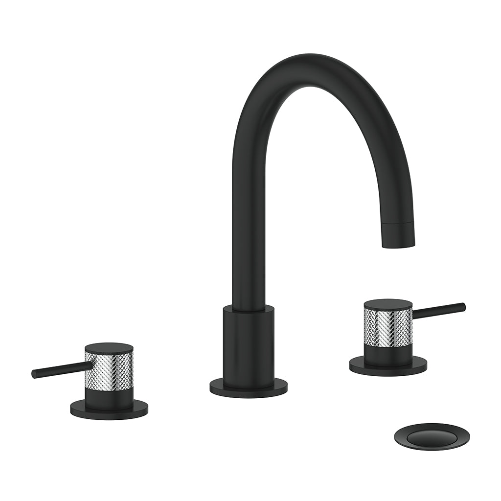 Vogt Drava 8" C.C. Lavatory Faucet with Pop-up Drain - Chrome/Matte Black