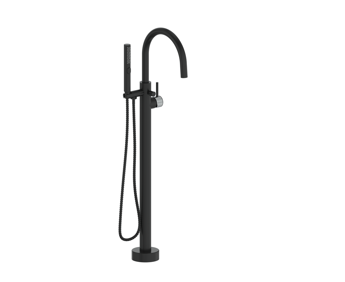 Vogt Drava Floor Mount Tub Filler - Chrome/Matte Black
