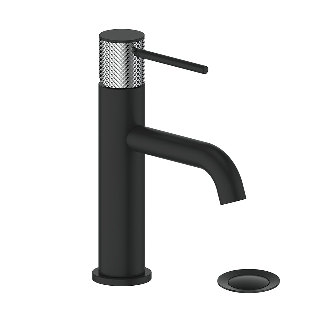 Vogt Drava Lavatory Faucet with Pop-up Drain - Chrome/Matte Black
