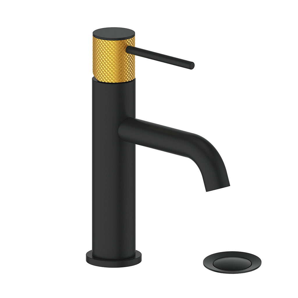 Vogt Drava Lavatory Faucet with Pop-up Drain - Brushed Gold/Matte Black