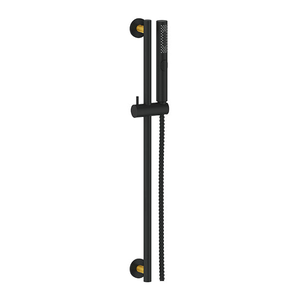 Vogt Drava Sliding Shower Bar with Hand Shower - Brushed Gold/Matte Black