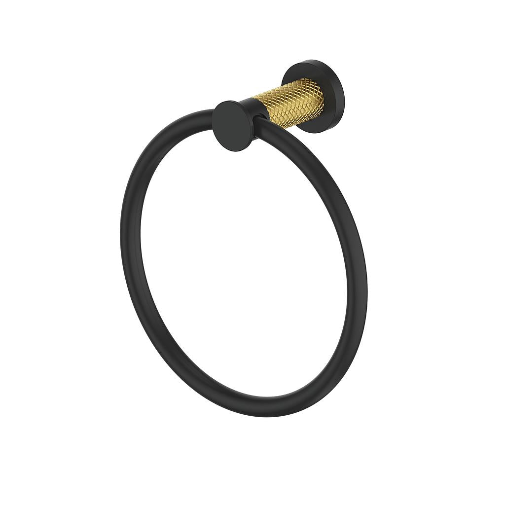 Vogt Drava Towel Ring - Brushed Gold/Matte Black