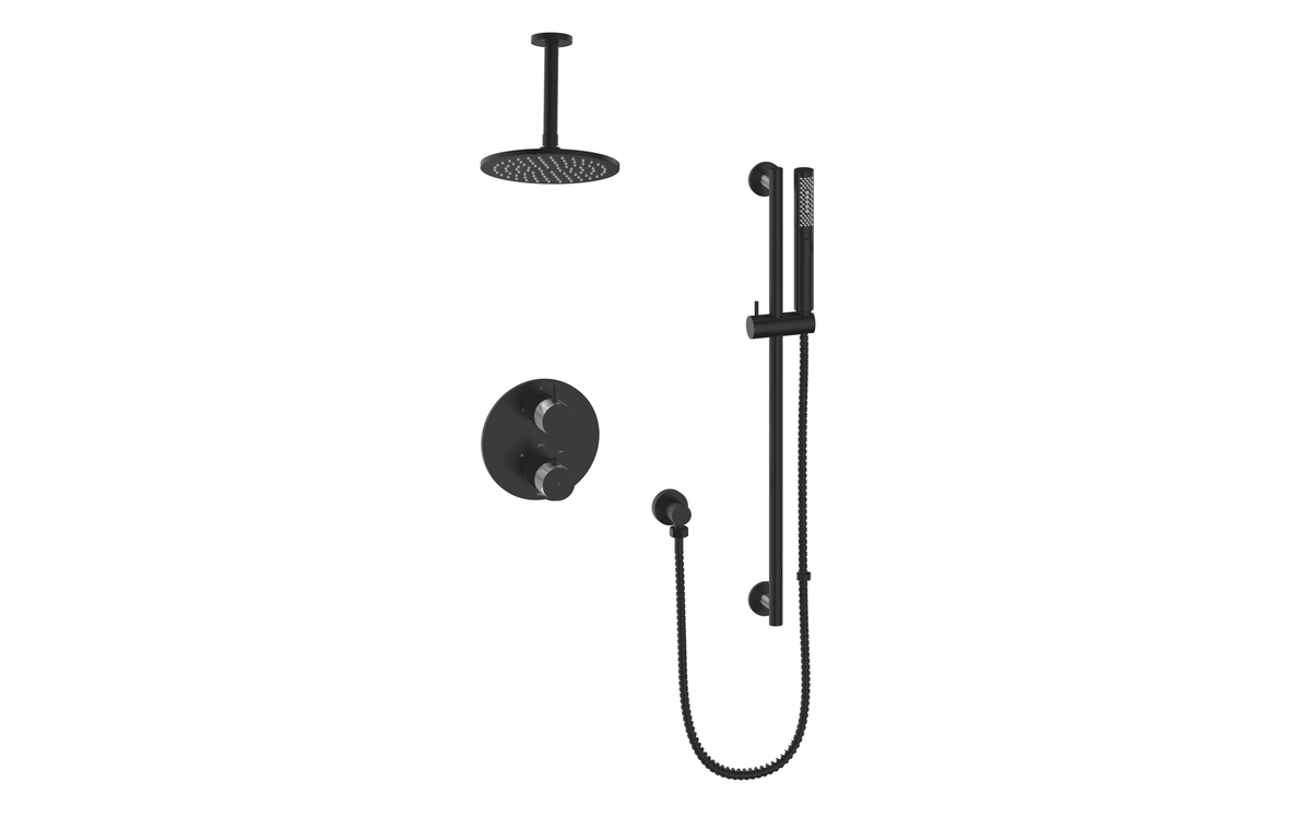 Vogt Drava Trim for 2-Way TH Shower Kit with 6" Ceiling Arm - Chrome/Matte Black