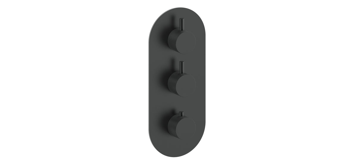 Vogt Drava Trim for 3/4" High-Flow TH Valve with 2 Volume Controls - Matte Black