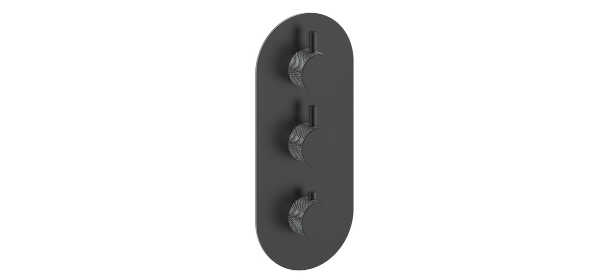 Vogt Drava Trim for 3/4" High-Flow TH Valve with 2 Volume Controls - Chrome/Matte Black