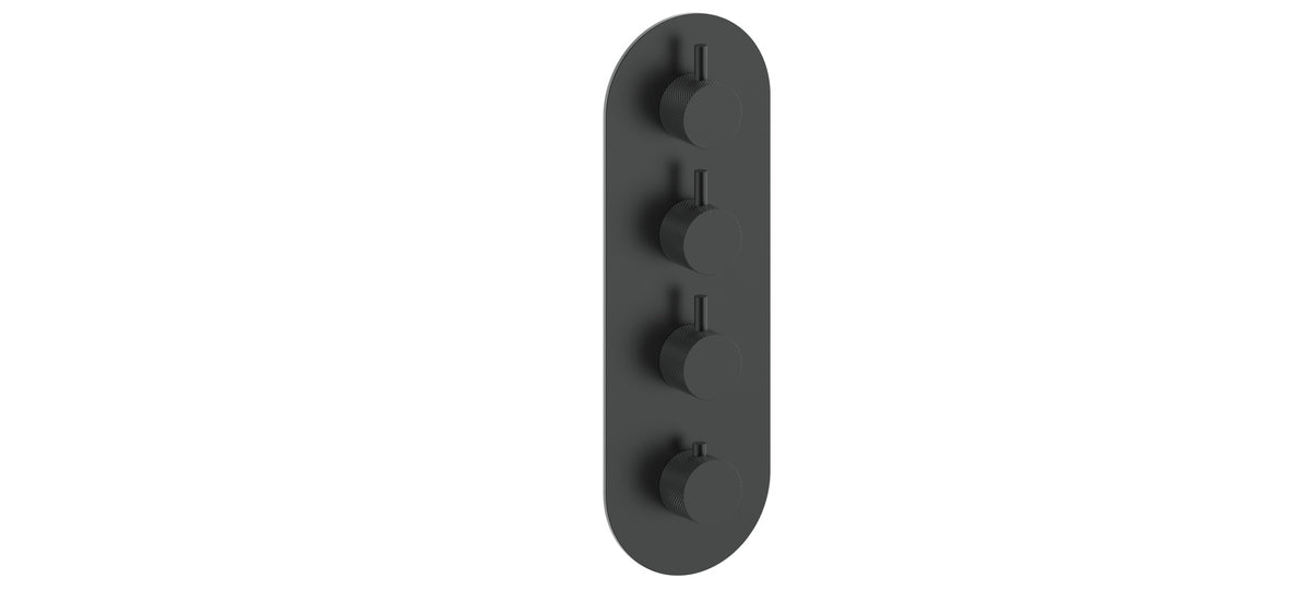 Vogt Drava Trim for 3/4" High-Flow TH Valve with 3 Volume Controls - Matte Black