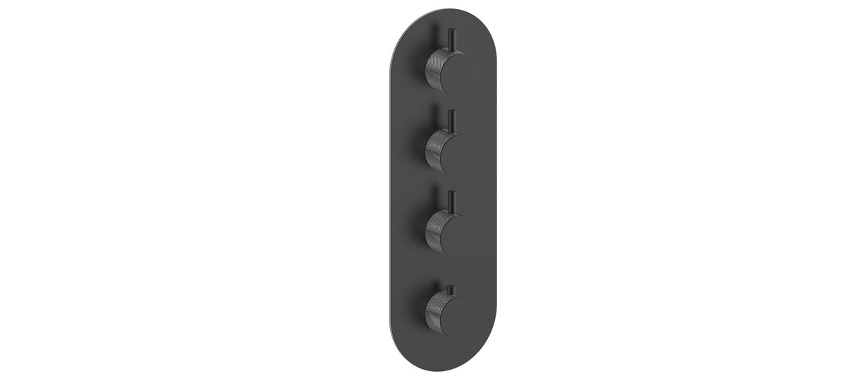 Vogt Drava Trim for 3/4" High-Flow TH Valve with 3 Volume Controls - Chrome/Matte Black